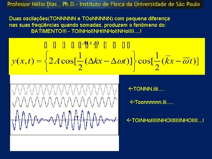 Duas oscilações(TONNNNN e TOo. NNNNN) com pequena diferença nas suas freqüências quando somadas, produzem