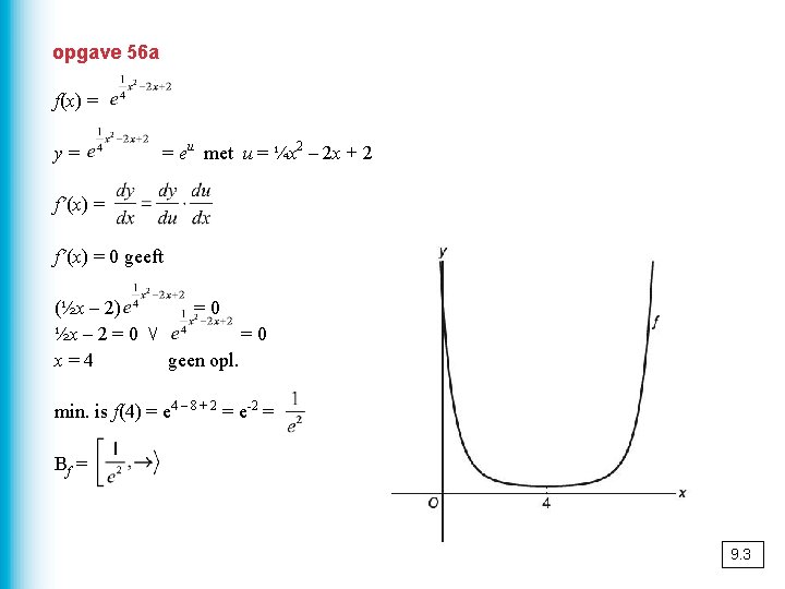 opgave 56 a f(x) = y= = eu met u = ¼x 2 –