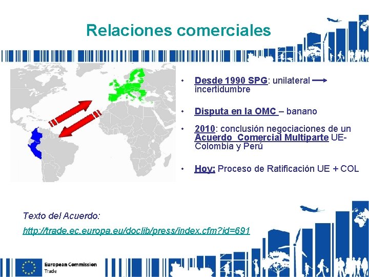 Relaciones comerciales • Desde 1990 SPG: unilateral incertidumbre • Disputa en la OMC –