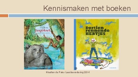 Kennismaken met boeken Nicolien de Pater Leesbevordering 2014 