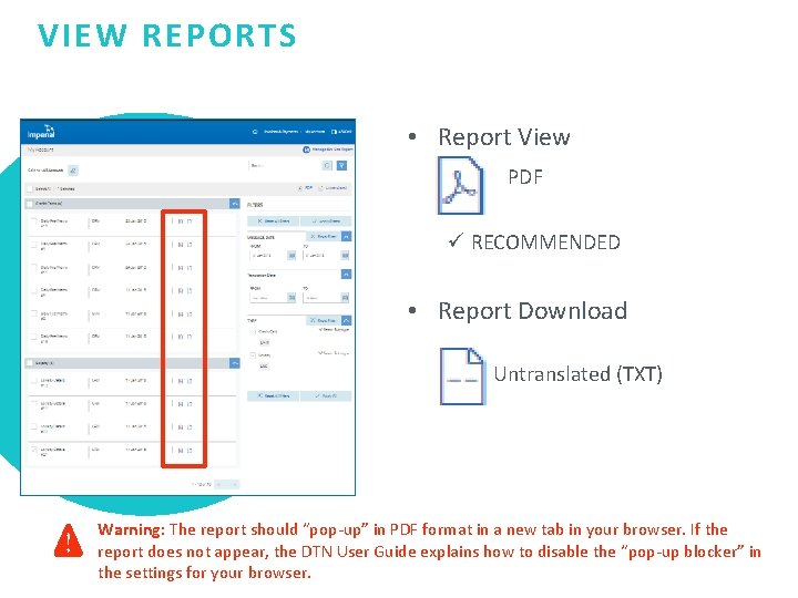 VIEW REPORTS • Report View PDF ü RECOMMENDED • Report Download Untranslated (TXT) Warning: