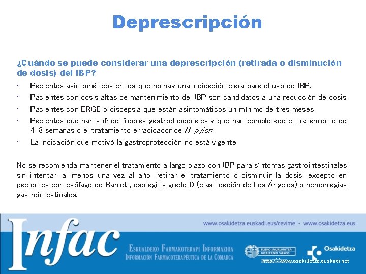 Deprescripción ¿Cuándo se puede considerar una deprescripción (retirada o disminución de dosis) del IBP?