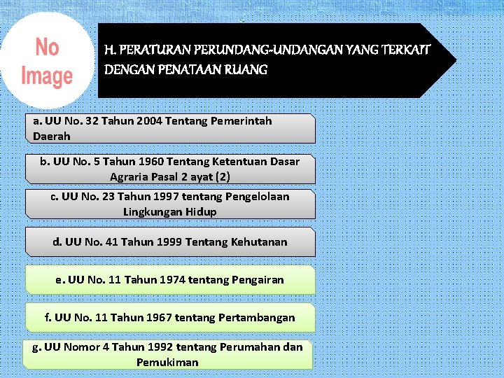 H. PERATURAN PERUNDANG-UNDANGAN YANG TERKAIT DENGAN PENATAAN RUANG a. UU No. 32 Tahun 2004