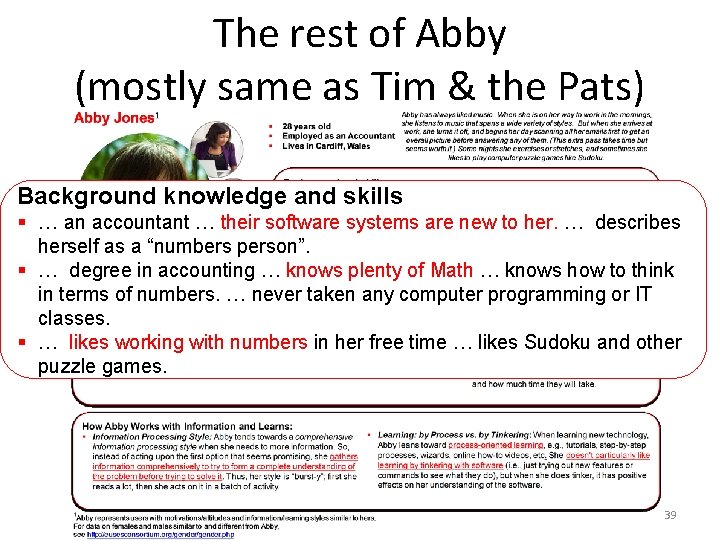 The rest of Abby (mostly same as Tim & the Pats) Background knowledge and