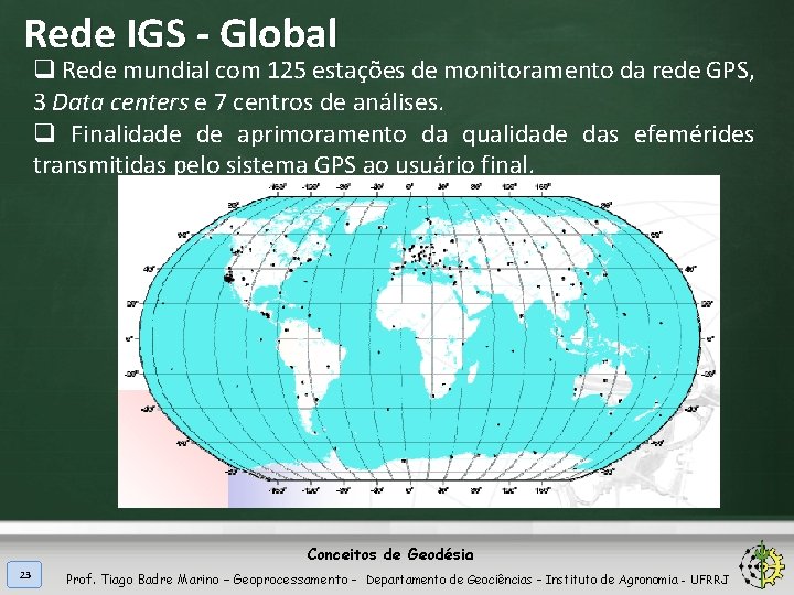 Rede IGS - Global q Rede mundial com 125 estações de monitoramento da rede