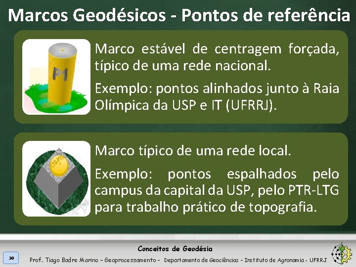 Marcos Geodésicos - Pontos de referência Marco estável de centragem forçada, típico de uma