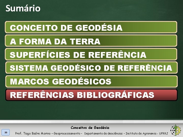 Sumário CONCEITO DE GEODÉSIA A FORMA DA TERRA SUPERFÍCIES DE REFERÊNCIA SISTEMA GEODÉSICO DE