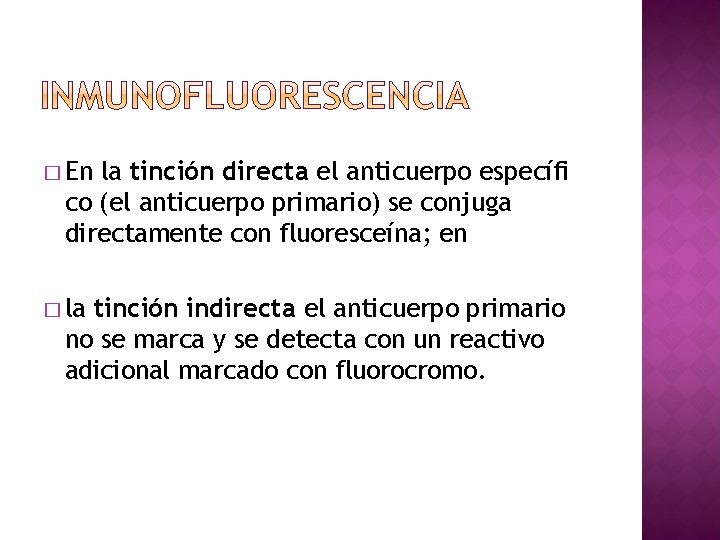 � En la tinción directa el anticuerpo específi co (el anticuerpo primario) se conjuga