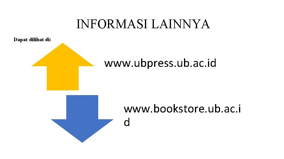 INFORMASI LAINNYA Dapat dilihat di: www. ubpress. ub. ac. id www. bookstore. ub. ac.