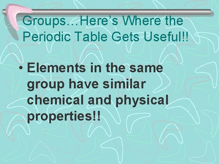 Groups…Here’s Where the Periodic Table Gets Useful!! • Elements in the same group have