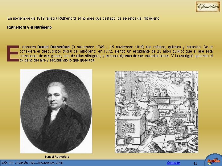 En noviembre de 1819 fallecía Rutherford, el hombre que destapó los secretos del Nitrógeno.