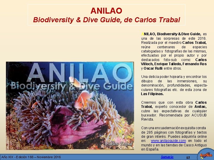 ANILAO Biodiversity & Dive Guide, de Carlos Trabal ANILAO, Biodiversity & Dive Guide, es