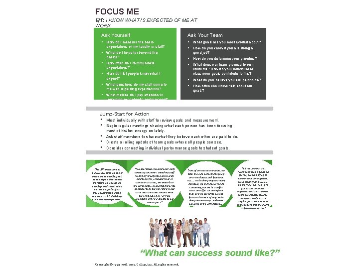 FOCUS ME Q 1: I KNOW WHAT IS EXPECTED OF ME AT WORK. Ask FOCUS ME Q 1: I KNOW WHAT IS EXPECTED OF ME AT WORK. Ask
