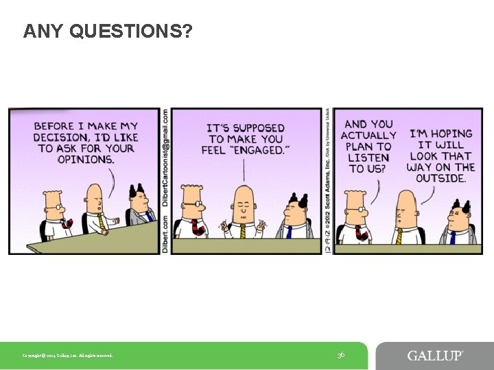 ANY QUESTIONS? Copyright © 2014 Gallup, Inc. All rights reserved. 36 ANY QUESTIONS? Copyright © 2014 Gallup, Inc. All rights reserved. 36