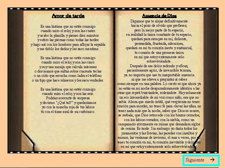 Amor de tarde Es una lástima que no estés conmigo cuando miro el reloj