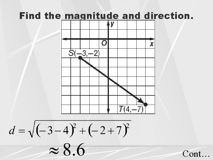 Find the magnitude and direction. Cont… 