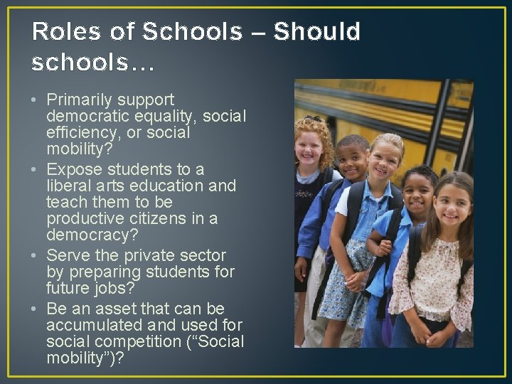 Chapter 6 Place of Schools in Society Objectives