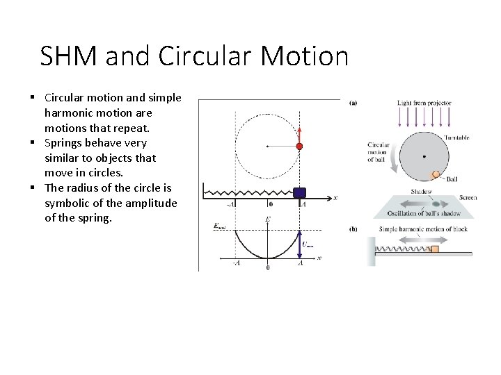 SHM and Circular Motion § Circular motion and simple harmonic motion are motions that