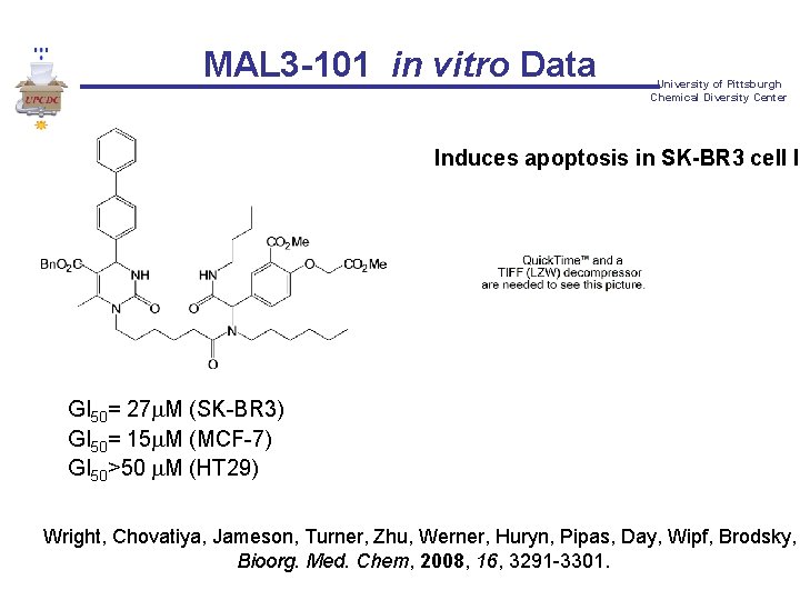 MAL 3 -101 in vitro Data University of Pittsburgh Chemical Diversity Center Induces apoptosis