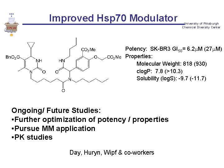 Improved Hsp 70 Modulator University of Pittsburgh Chemical Diversity Center Potency: SK-BR 3 GI