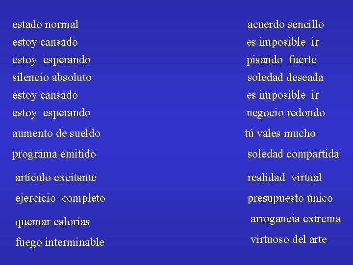 estado normal estoy cansado estoy esperando acuerdo sencillo es imposible ir pisando fuerte silencio