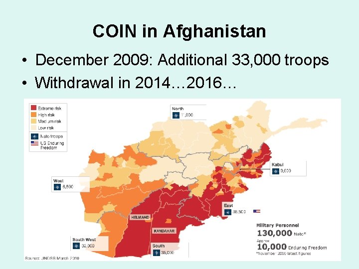 COIN in Afghanistan • December 2009: Additional 33, 000 troops • Withdrawal in 2014…