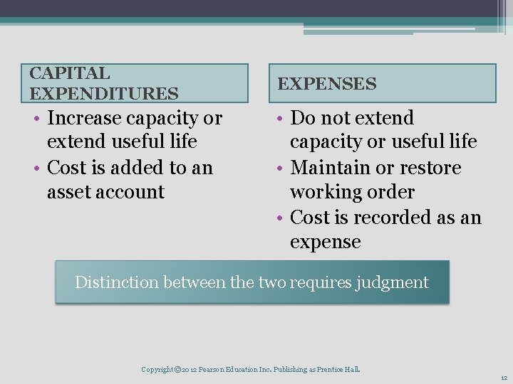 CAPITAL EXPENDITURES • Increase capacity or extend useful life • Cost is added to