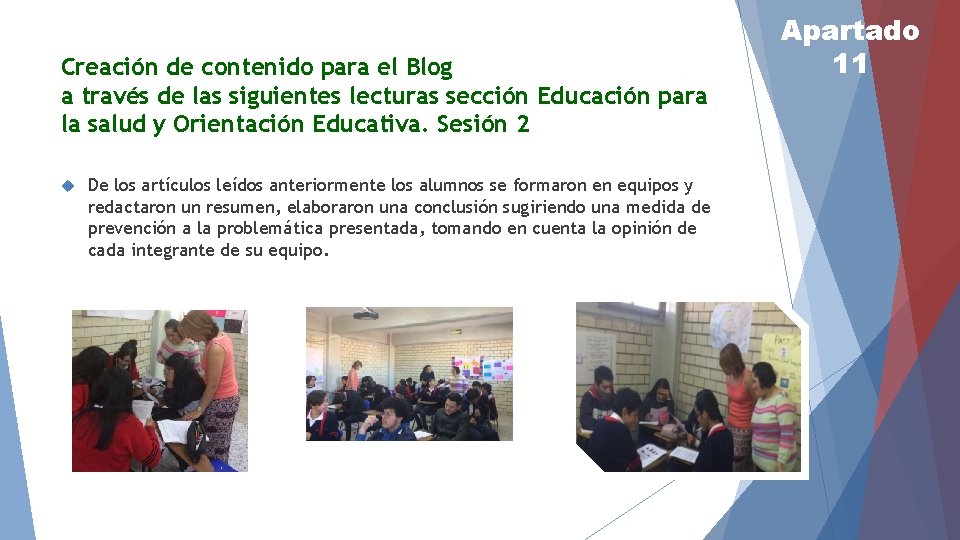 Creación de contenido para el Blog a través de las siguientes lecturas sección Educación