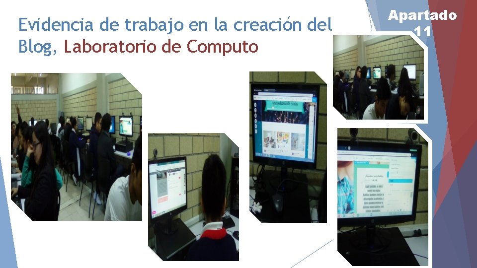 Evidencia de trabajo en la creación del Blog, Laboratorio de Computo Apartado 11 