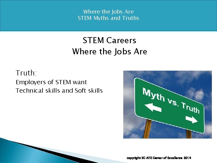 Where the Jobs Are STEM Myths and Truths STEM Careers Where the Jobs Are