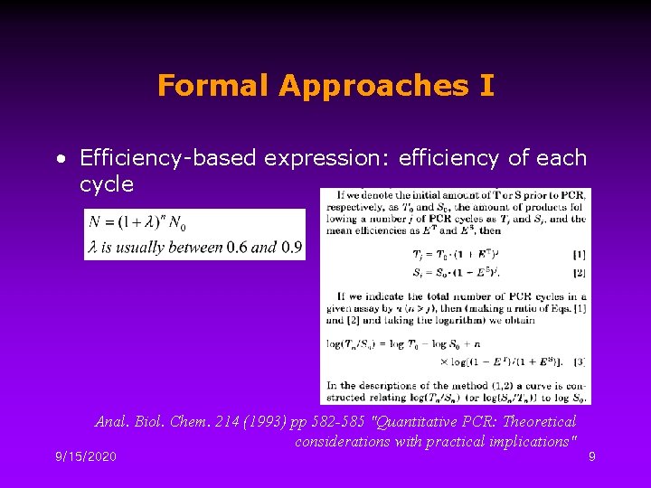 Formal Approaches I • Efficiency-based expression: efficiency of each cycle Anal. Biol. Chem. 214
