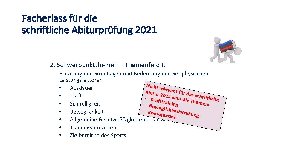 Facherlass für die schriftliche Abiturprüfung 2021 2. Schwerpunktthemen – Themenfeld I: Erklärung der Grundlagen