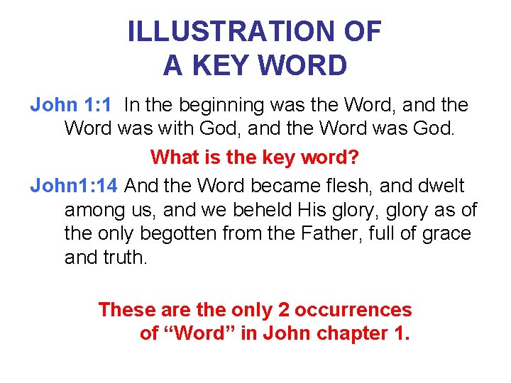 ILLUSTRATION OF A KEY WORD John 1: 1 In the beginning was the Word,