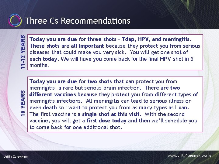 11 -12 YEARS Today you are due for three shots – Tdap, HPV, and