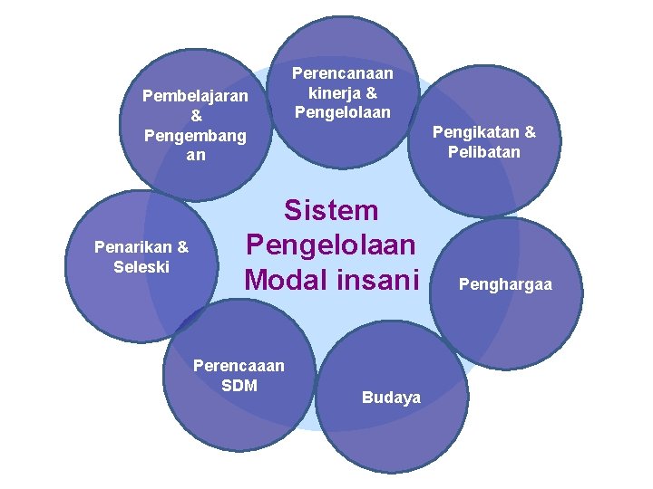 Pembelajaran & Pengembang an Penarikan & Seleski Perencanaan kinerja & Pengelolaan Pengikatan & Pelibatan