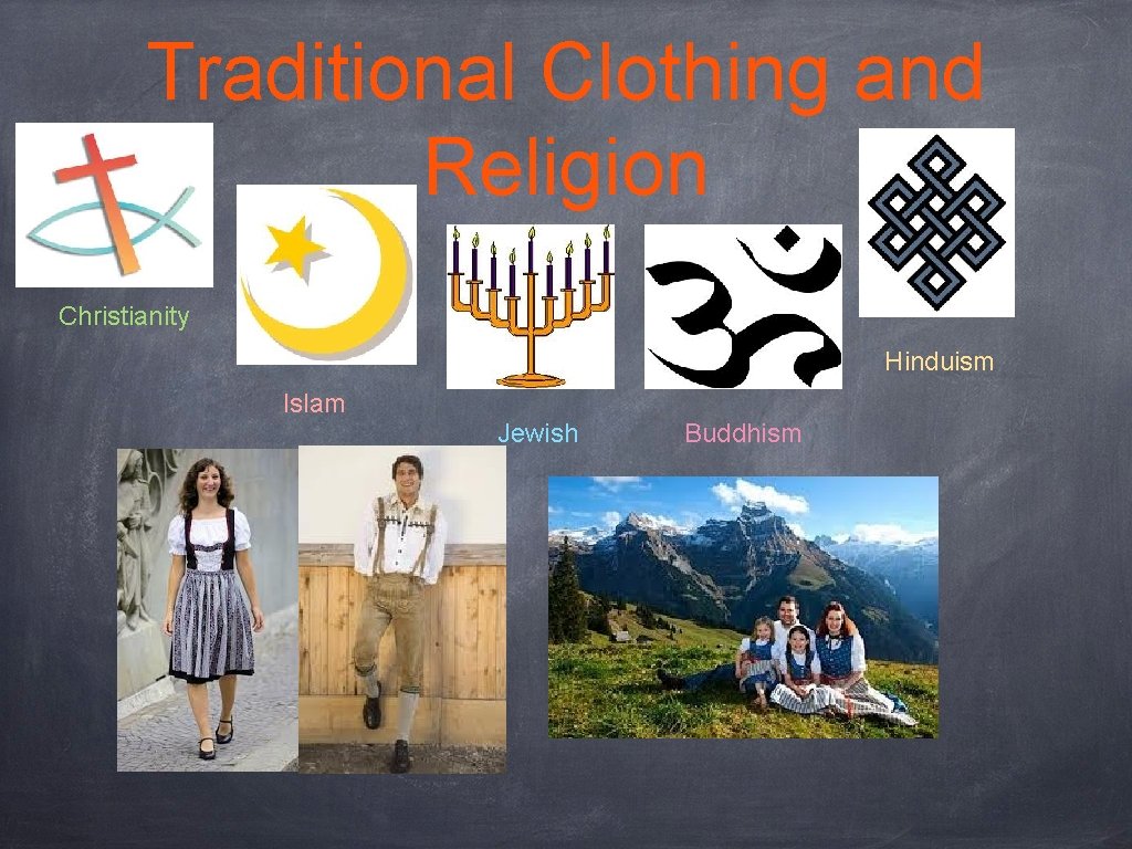 Traditional Clothing and Religion Christianity Hinduism Islam Jewish Buddhism 