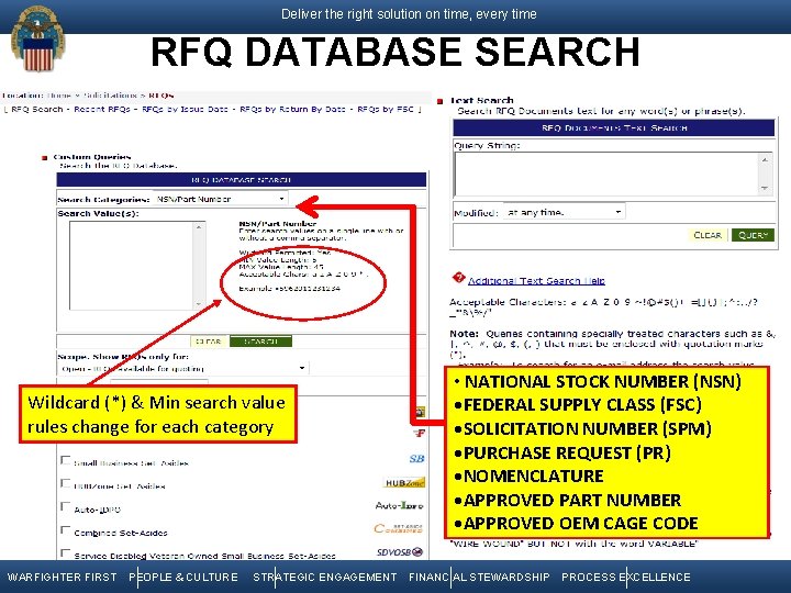 Deliver the right solution on time, every time RFQ DATABASE SEARCH Wildcard (*) &