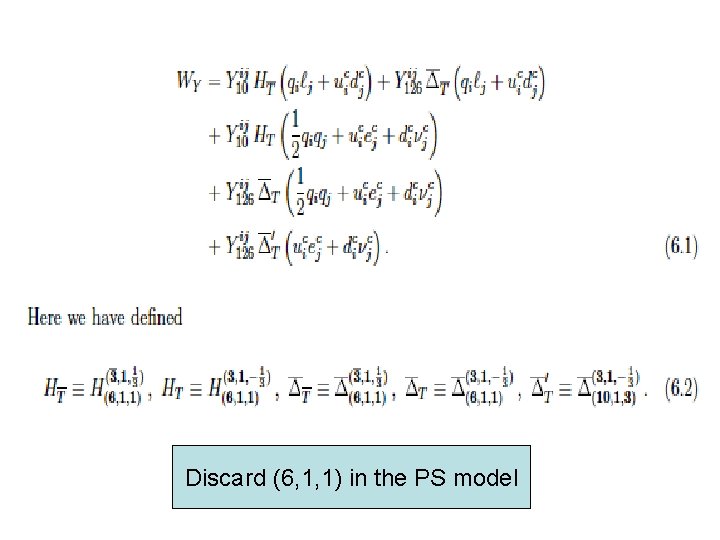 Discard (6, 1, 1) in the PS model 