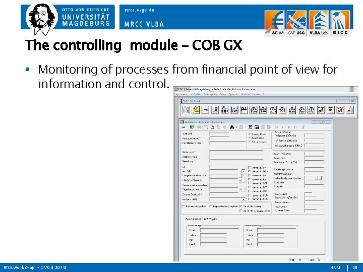 The controlling module – COB GX Monitoring of processes from financial point of view