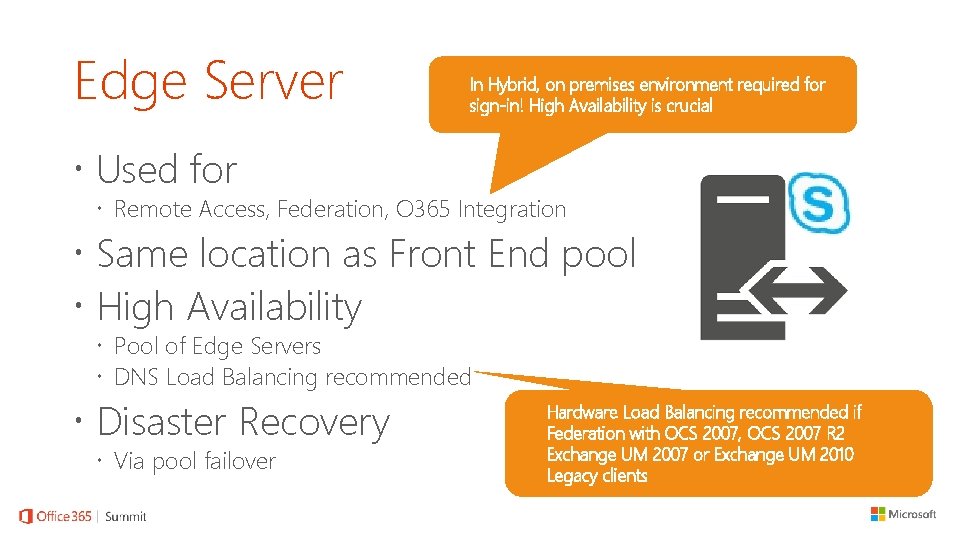 Edge Server In Hybrid, on premises environment required for sign-in! High Availability is crucial