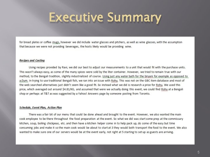 Executive Summary 5 