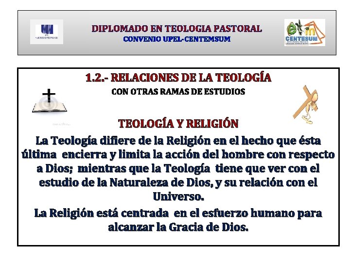 DIPLOMADO EN TEOLOGIA PASTORAL CONVENIO UPEL-CENTEMSUM 1. 2. - RELACIONES DE LA TEOLOGÍA CON