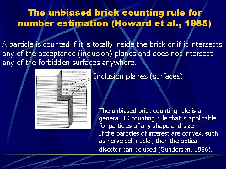 The unbiased brick counting rule for number estimation (Howard et al. , 1985) A