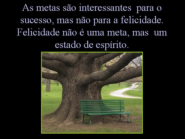 As metas são interessantes para o sucesso, mas não para a felicidade. Felicidade não