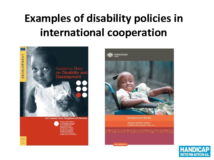 Examples of disability policies in international cooperation 