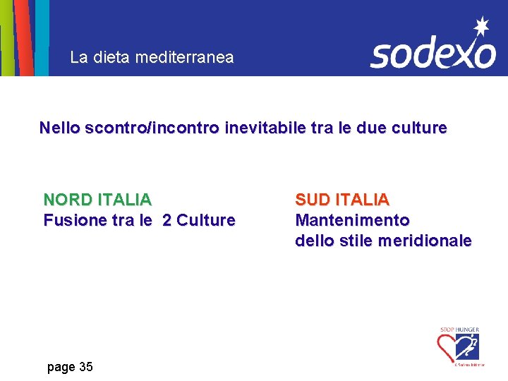 La dieta mediterranea Nello scontro/incontro inevitabile tra le due culture NORD ITALIA Fusione tra