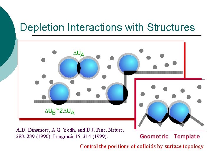 Depletion Interactions with Structures A. D. Dinsmore, A. G. Yodh, and D. J. Pine,
