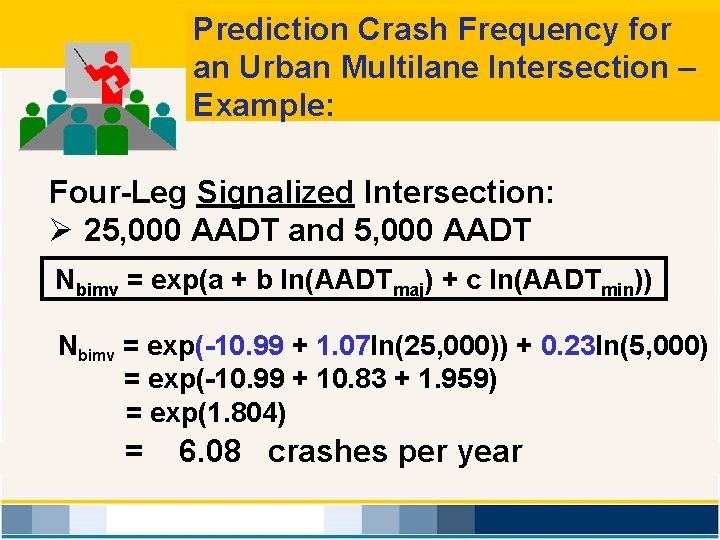 Prediction Crash Frequency for an Urban Multilane Intersection – Example: Four-Leg Signalized Intersection: Ø