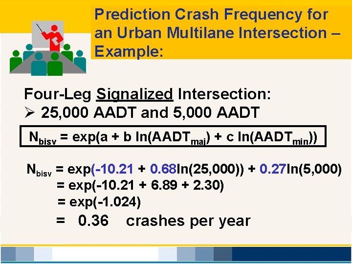 Prediction Crash Frequency for an Urban Multilane Intersection – Example: Four-Leg Signalized Intersection: Ø