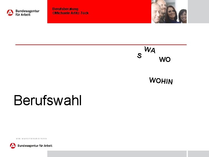 Berufsberatung ©Michaele Arlitz-Tück S WA WO WOHIN Berufswahl 